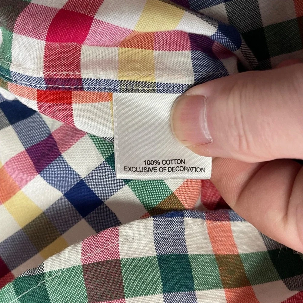 Cremieux Classics 38 Men's Medium Multi Colored Checked Oxford Button Up Brights
